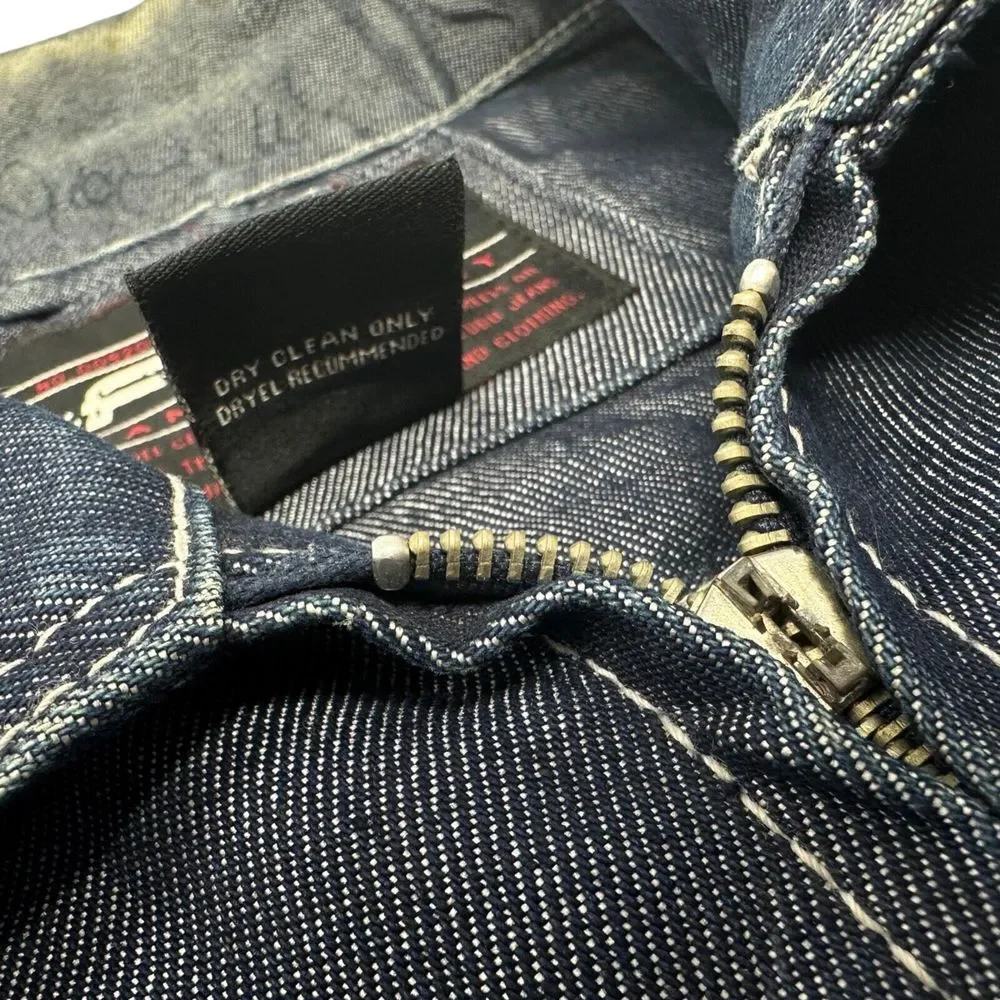 FUBU The Collection Blue‎ Denim Jacket Button Y2K 90s 3XL XXXL